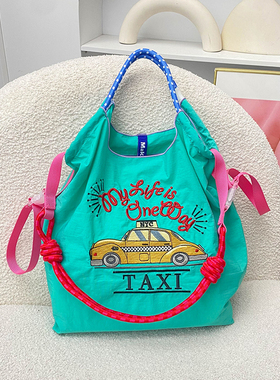 新款日本ball&chain时尚购物袋刺绣潮牌手提袋流行斜挎包休闲女包