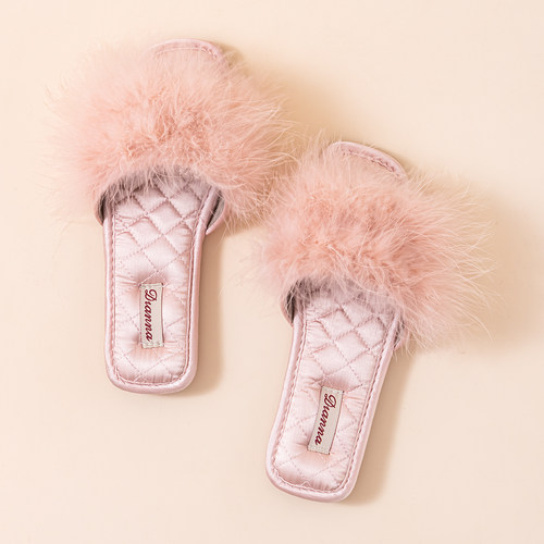 梁依可夏季室内轻奢缎面高颜值拖鞋女士家用情侣居家软底法式陪嫁