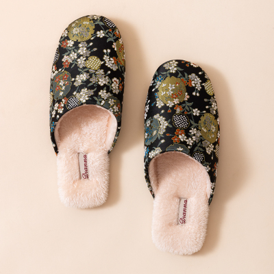 居家棉拖鞋情侣秋冬加绒加厚保暖女士国风刺绣拖鞋室内高级感男