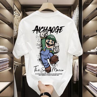 搞钱做慈善~加肥加大码300斤纯棉短袖T恤男夏季美式复古百搭上衣