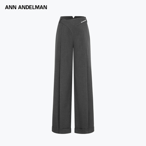 时尚设计不对称搭片阔腿西裤