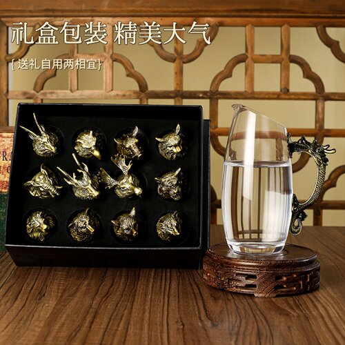 12生肖中式玻璃一口烈酒杯礼盒