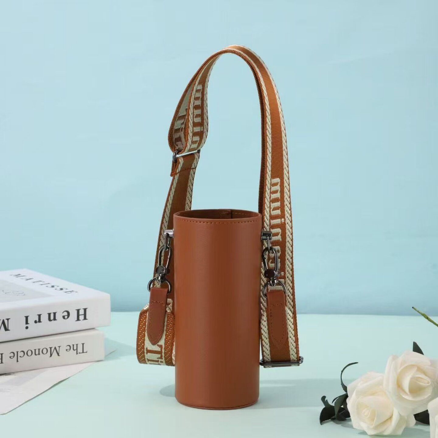 磁吸钛杯高档皮革杯套保温杯保护套皮质杯套防摔隔热手提斜挎杯套