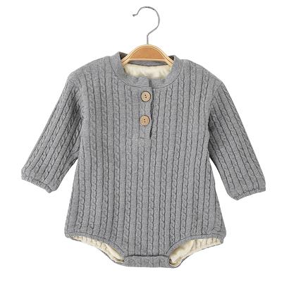 加绒保暖针织毛线三角哈衣爬服