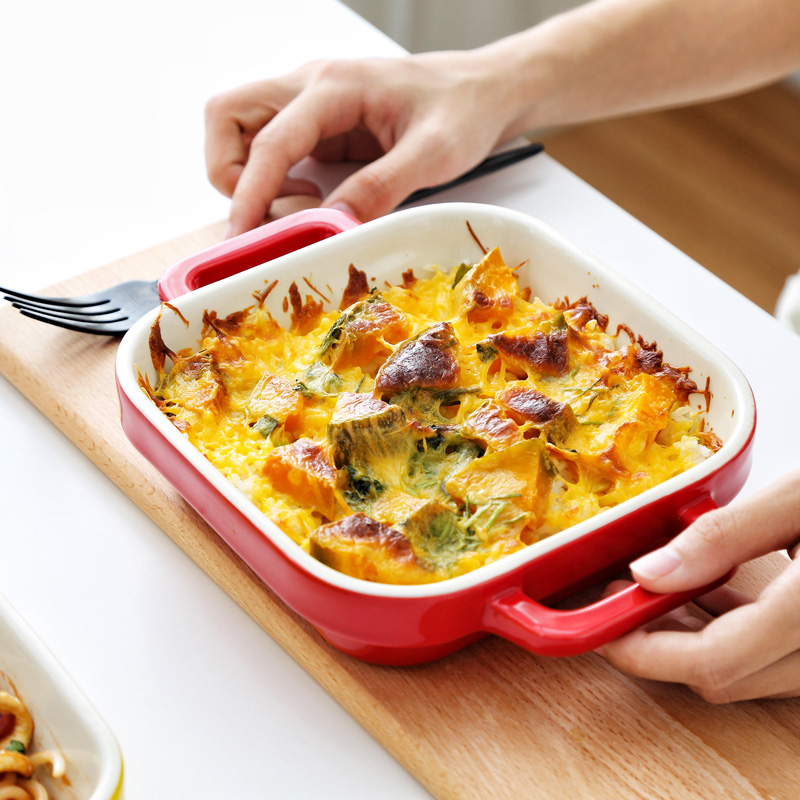 彩冠烤盘陶瓷芝士焗饭盘微波炉双耳盘子芝士焗饭盘烤箱专用餐具