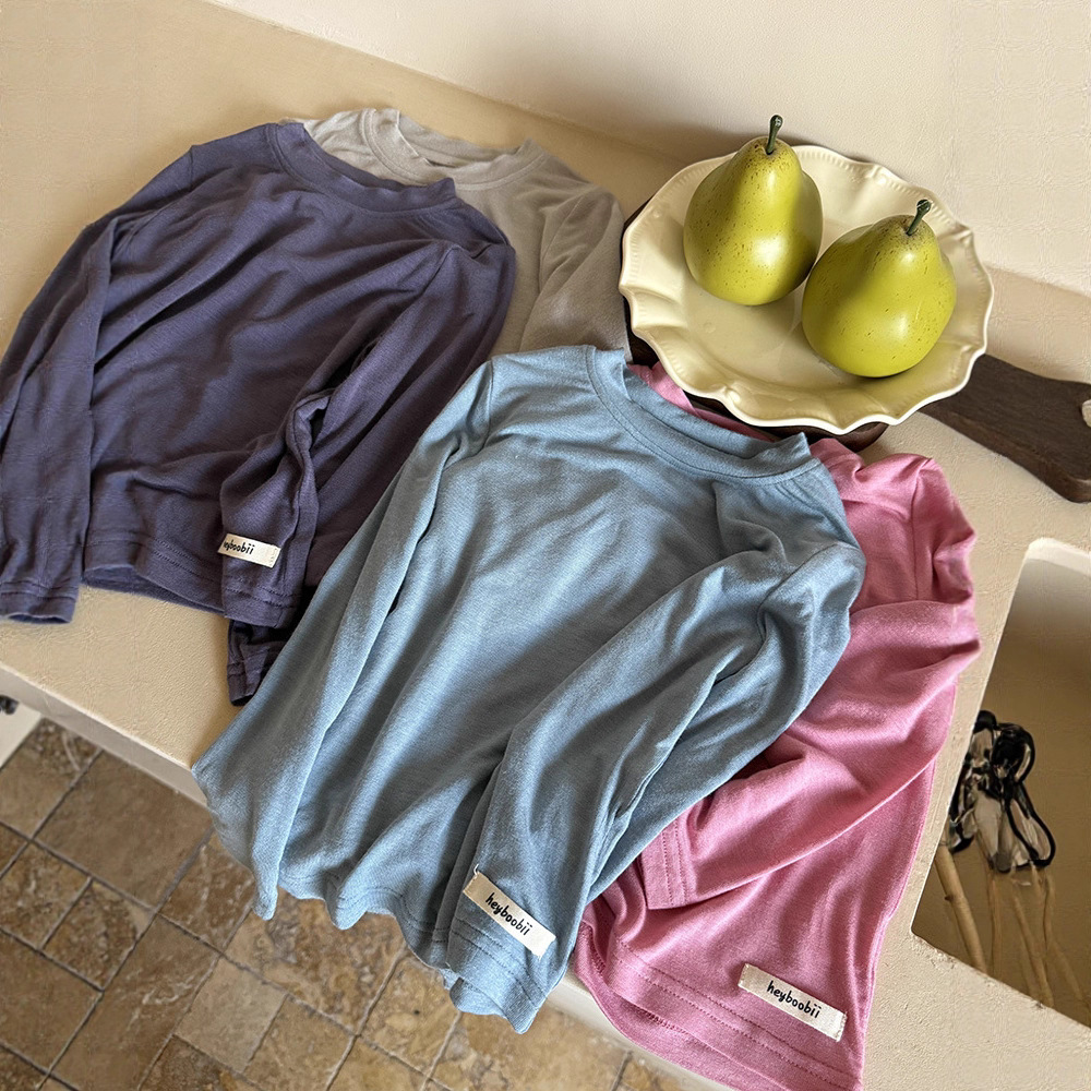 儿童面膜打底衫软糯亲肤长袖圆领上衣男女童春秋打底叠穿T恤衫