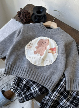 【现货】男童毛衣2025秋冬新款男童保暖卡通长袖毛衣上衣QM256320