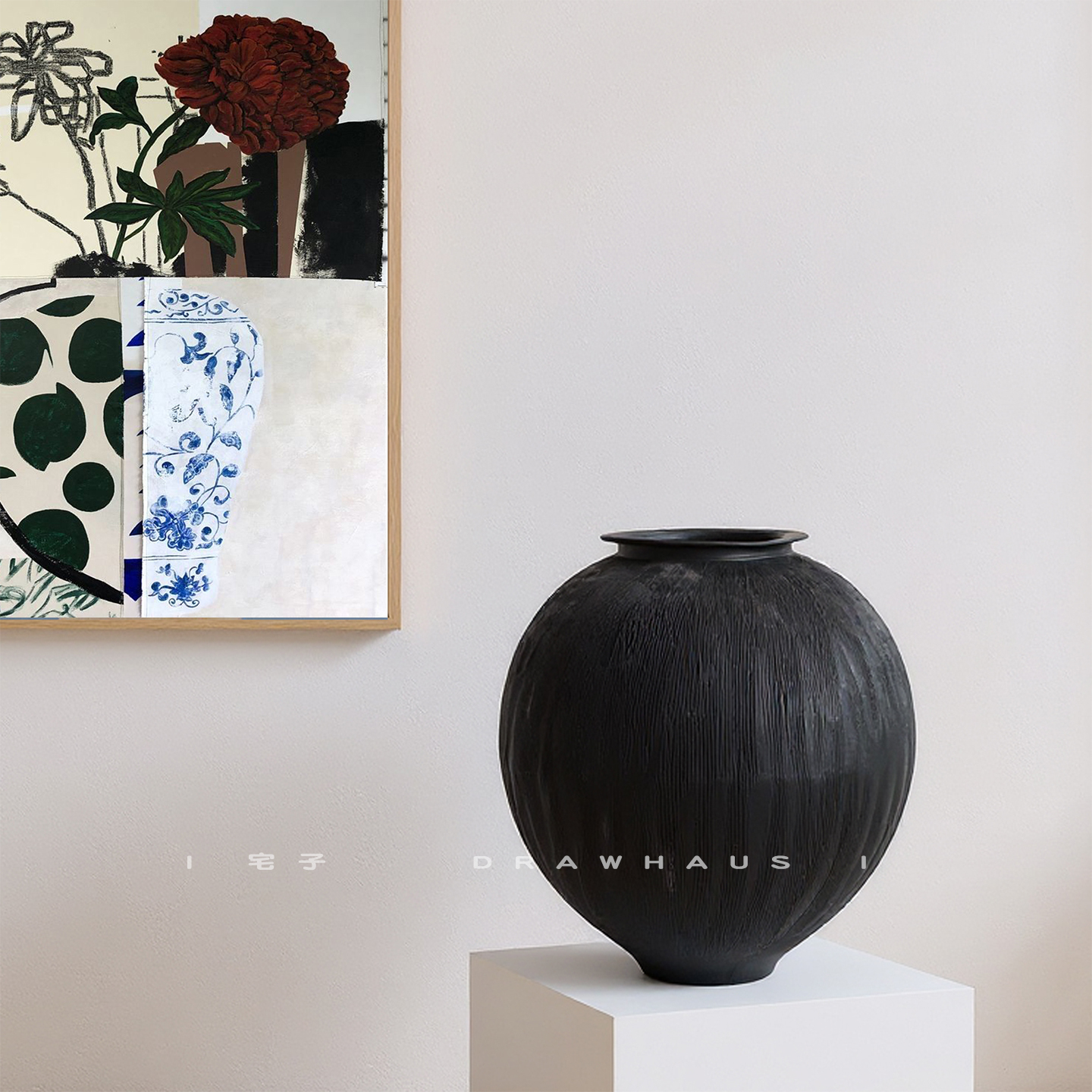 侘寂风黑白艺术感花瓶