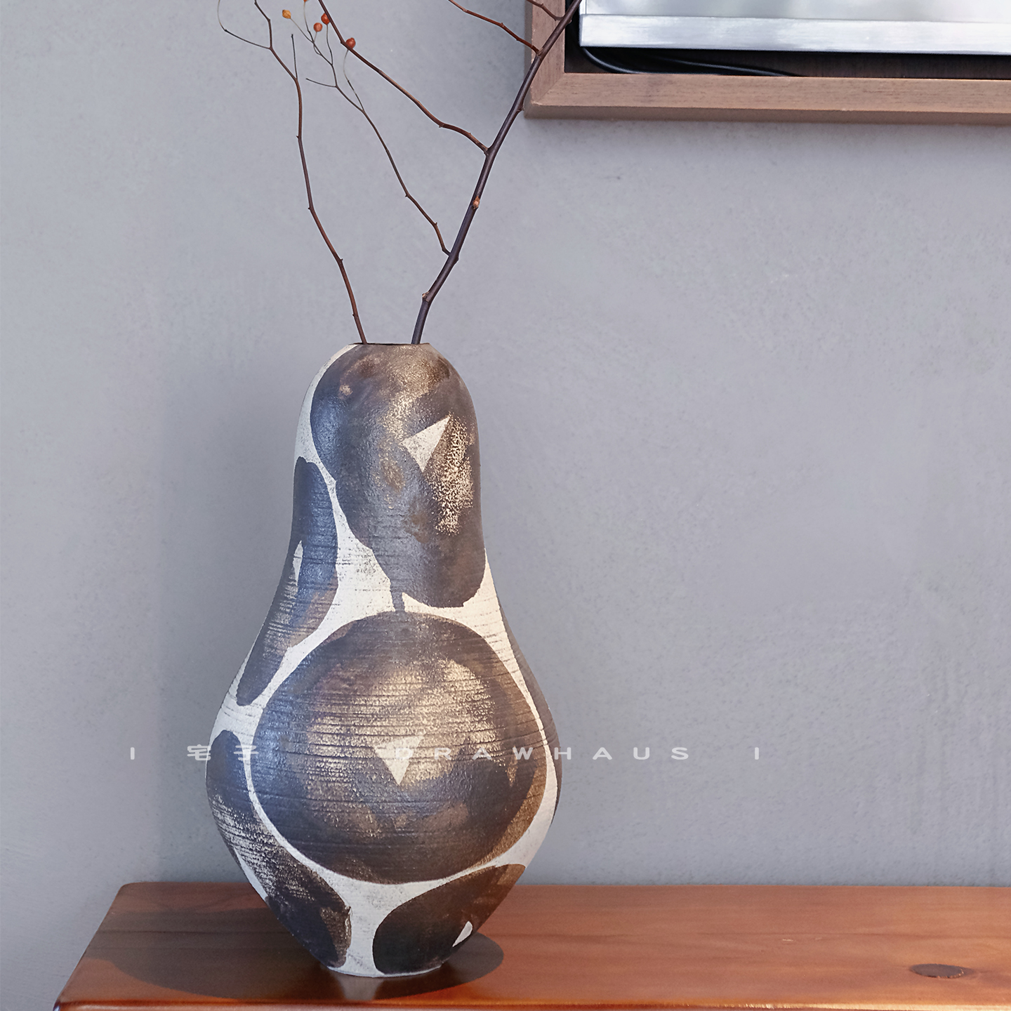 宅子日式侘寂风纯手工大花瓶景德镇陶艺师茶空间花器茶桌花艺摆件