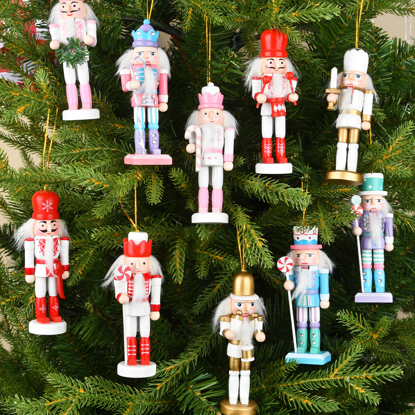 圣诞装饰欧式胡桃夹子士兵DIY儿童挂件木质玩具木偶摆饰挂件礼物