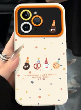 彩色波点饼干适用于红米note13proplus+手机壳Redmi12Turbo大视窗11Pro卡通10新款9女带挂绳硅胶防摔磨砂全包