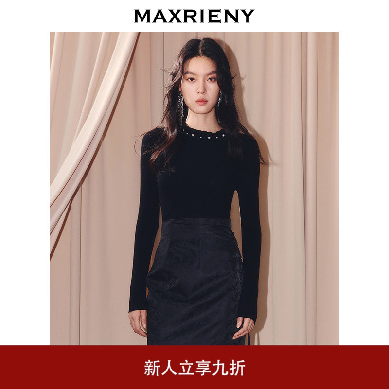 MAXRIENY赫本风穿搭套头毛针织衫冬款亲肤软糯长袖上衣女打底衫