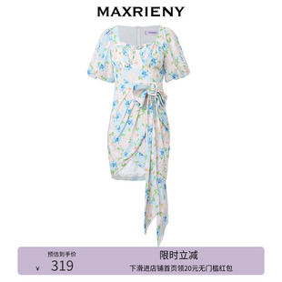 MAXRIENY假日海边度假风茶歇裙夏日园艺风连衣裙