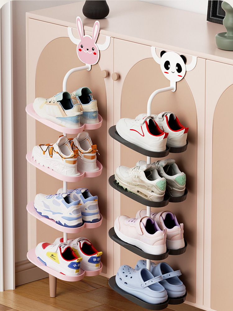 门口儿童鞋架小型卡通宝宝鞋子收纳柜免打孔壁挂一体式多层可调节