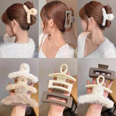 Hair clip female shark plush grab clip hair accessories