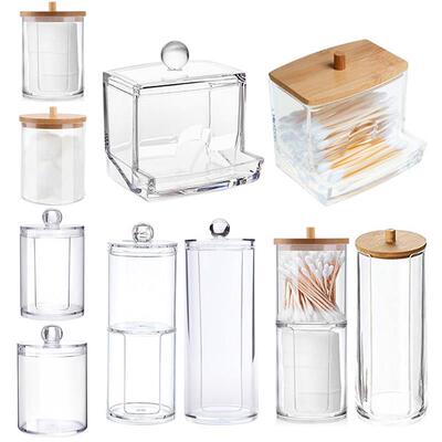 Makeup Cotton Pad Organizer Storage Box Bathroom Jar Cotton