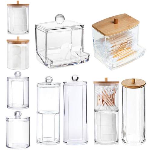 Makeup Cotton Pad Organizer Storage Box Bathroom Jar Cotton
