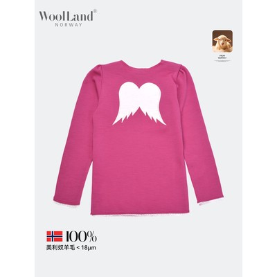 WOOLLAND挪威儿童套装秋冬内衣女童秋衣保暖长袖透气排汗女孩上装