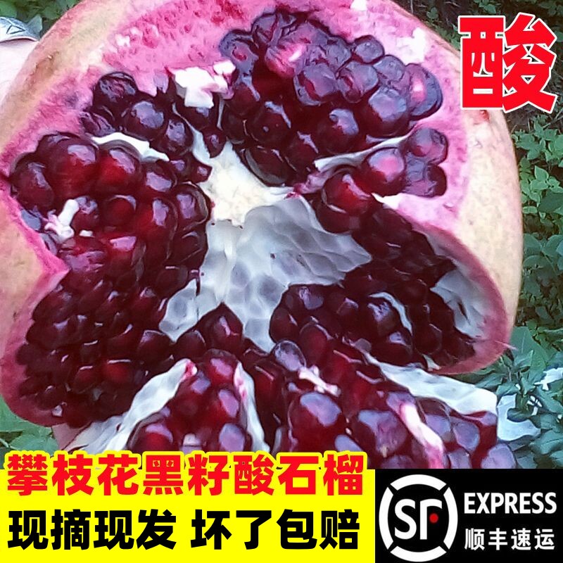 【顺丰】攀枝花黑籽酸石榴黑软籽大果孕妇酸甜水果石榴8斤现货