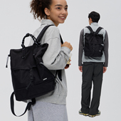 VAOPER喂牌休闲双肩包女编织手提多口袋书包黑色百搭大容量背包男