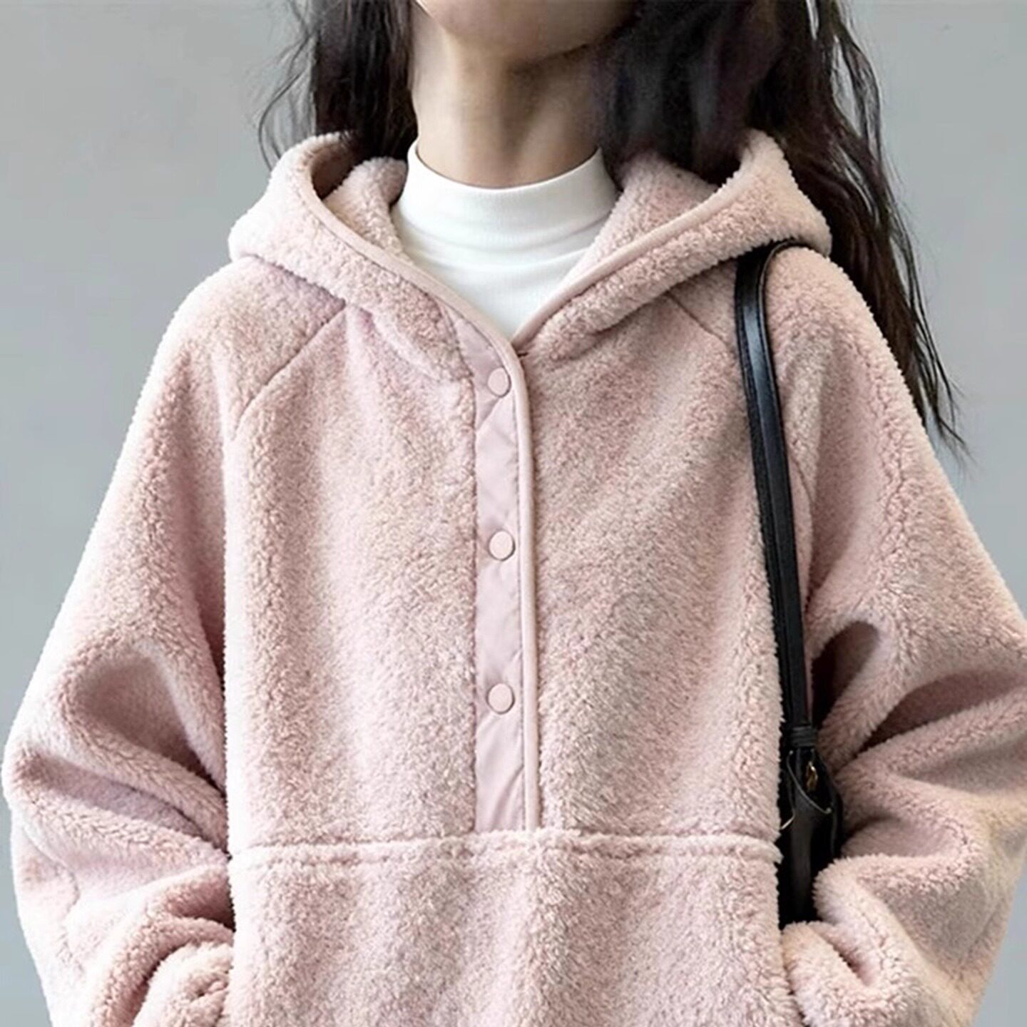 欧洲站高端2025秋冬季新款粉色羊羔毛卫衣高级感穿搭上衣欧货女装,女装/女士精品,大码内搭,淘宝优惠券,粉丝福利购,淘宝优惠卷