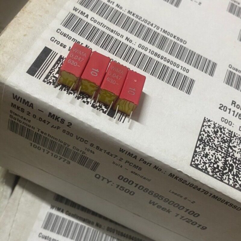 议价[议价]一整盒630v0.047uf威马wima薄膜电容，5mm脚距