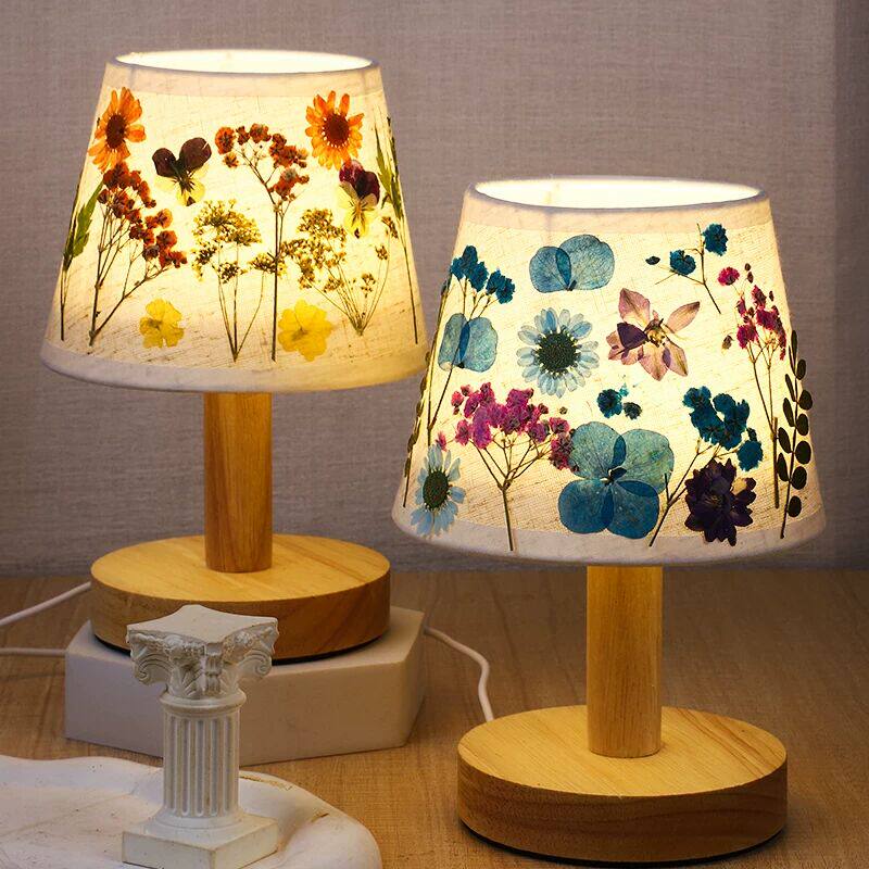 压花台灯diy材料包花草押花手工植物干花小夜灯元旦礼物床头灯