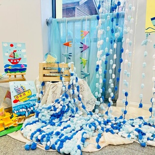 幼儿园编织区环创装饰毛线材料包大班美工区域手工吊饰大厅布置
