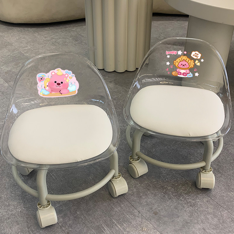 可爱卡通Looby静音万向轮凳子矮凳带靠背可旋转带轮小椅子,住宅家具,矮凳,淘宝优惠券,粉丝福利购,淘宝优惠卷