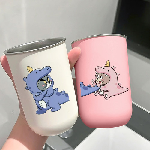 高颜值家用猫和老鼠不锈钢漱口杯可爱卡通刷牙杯子情侣学生牙刷杯