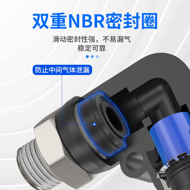 气管气动快速接头90度直角螺纹弯头快插弯通PL8 4 10 6-WM5 1 2分