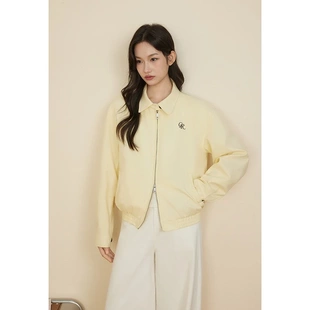 原野空间GRSS SPAC柠檬黄纽扣翻领外套女春秋休闲百搭夹克上衣