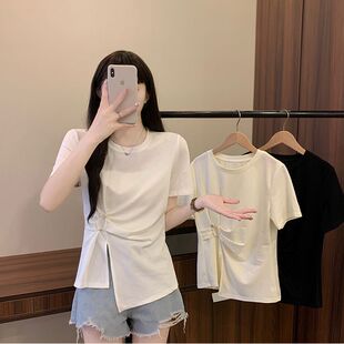 纯棉【92棉8氨纶】200斤大码女装胖MM夏季新款圆领短袖T恤上衣
