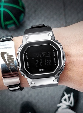 方形手表男士ins风潮流初中高中学生运动防水简约气质电子表机械