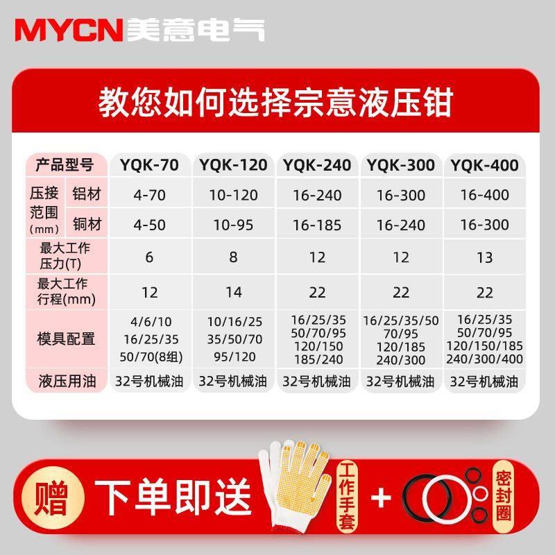 电工液压钳手动压线钳yqk-70 120 240 300 400压接电缆线铝铜鼻子