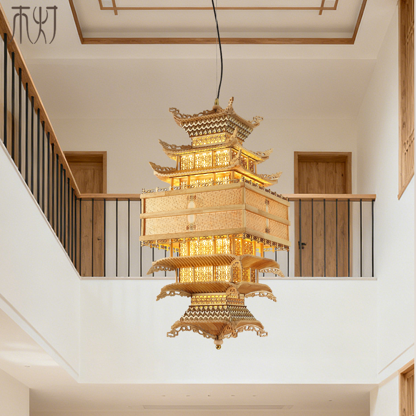 楼梯吊灯复式楼别墅中楼大客厅