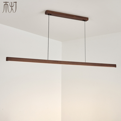 一字长条胡桃木餐厅吊灯