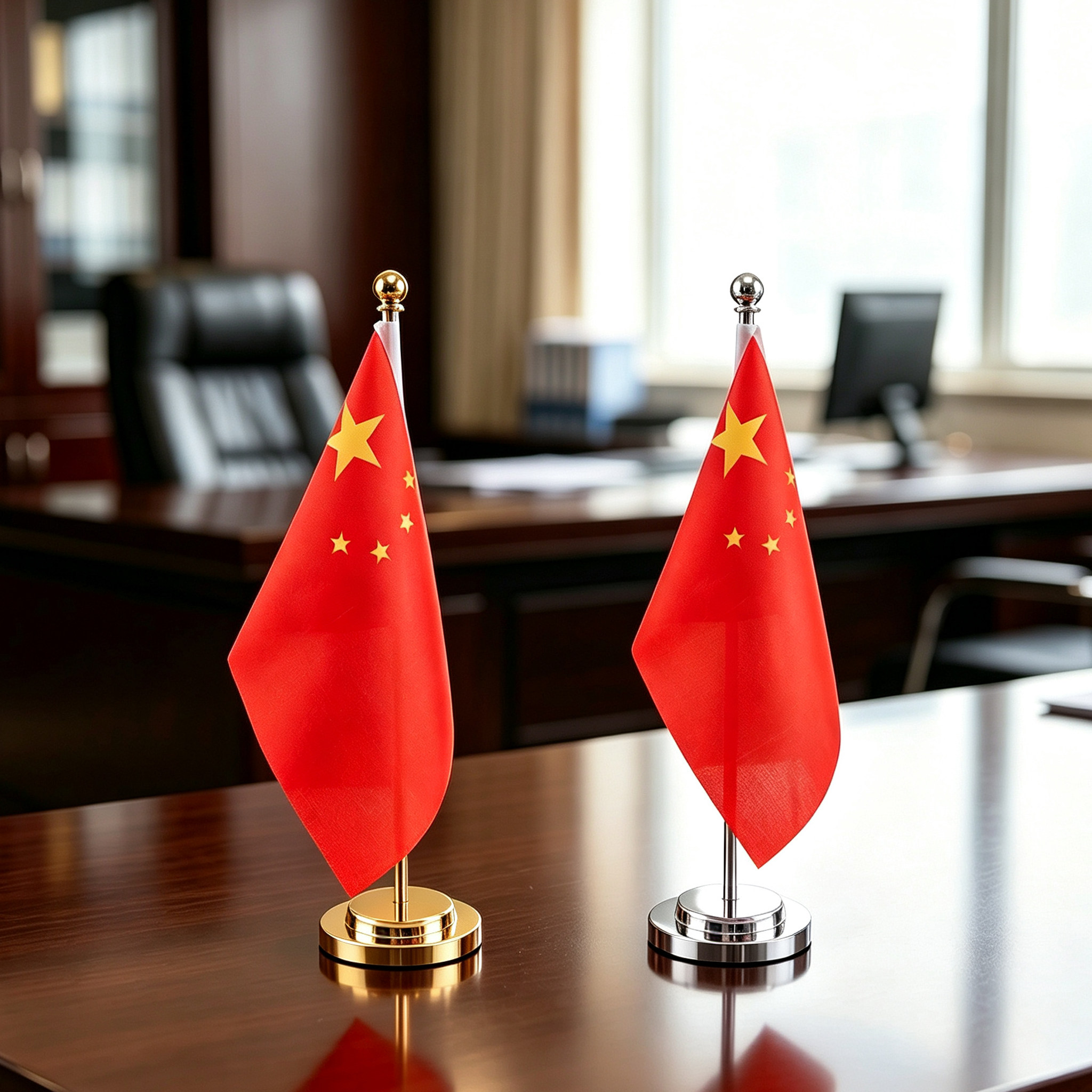 党旗国旗桌面摆件 国旗小红旗办公室桌旗 会议室桌面装饰旗座办公桌旗子 五星红旗小国旗 桌上旗杆室内台旗