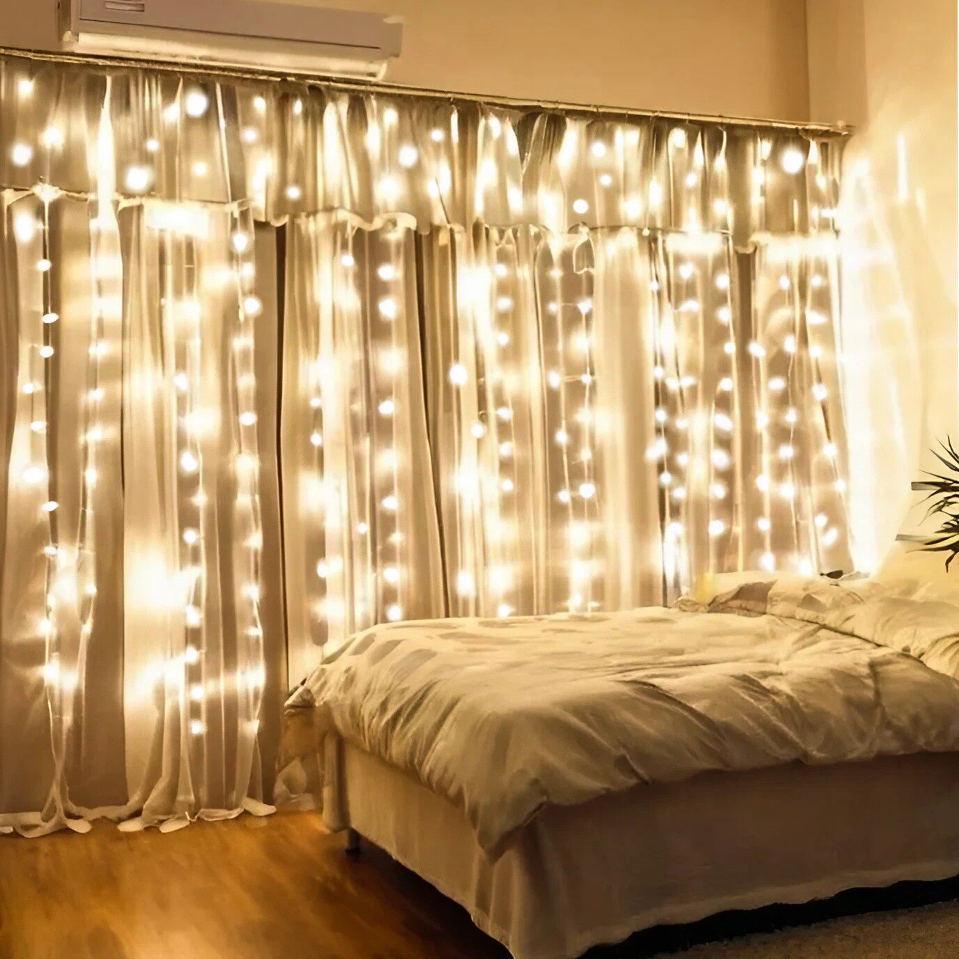 窗帘氛围灯发光瀑布灯彩灯闪灯满天星星灯串灯生日场景布置装饰灯