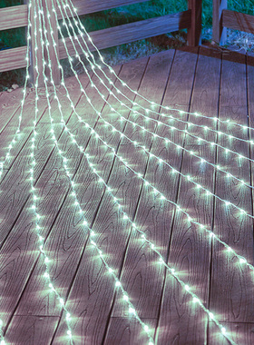 白光白色户外防水流水灯跑马灯串窗帘灯浪漫led彩灯网红瀑布灯