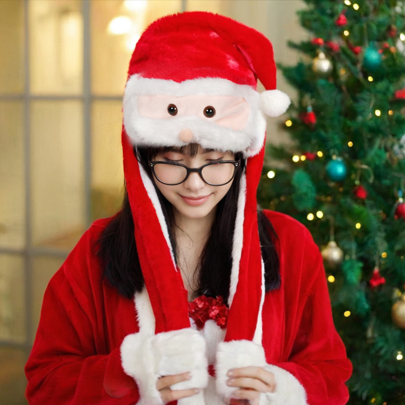 thumbnail for christmas cute gift ears will move decorations santa claus reindeer hat party headwear adults children