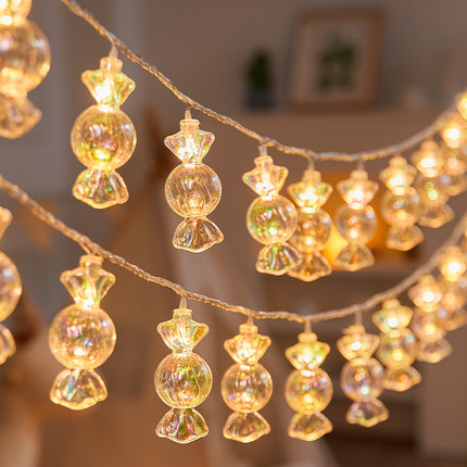 圣诞装饰七彩小糖果氛围灯串灯LED生日场景布置创意装扮道具新款