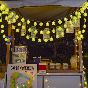 饰led网红装 彩灯绿青柠檬片夜市摆摊氛围灯串灯地摊后备箱装 饰灯