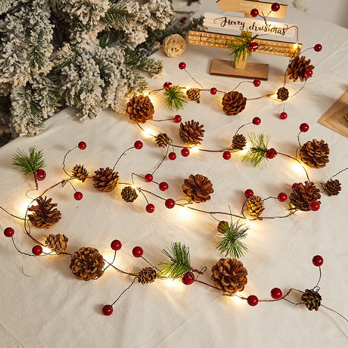 圣诞节松果灯饰led场景布置创意