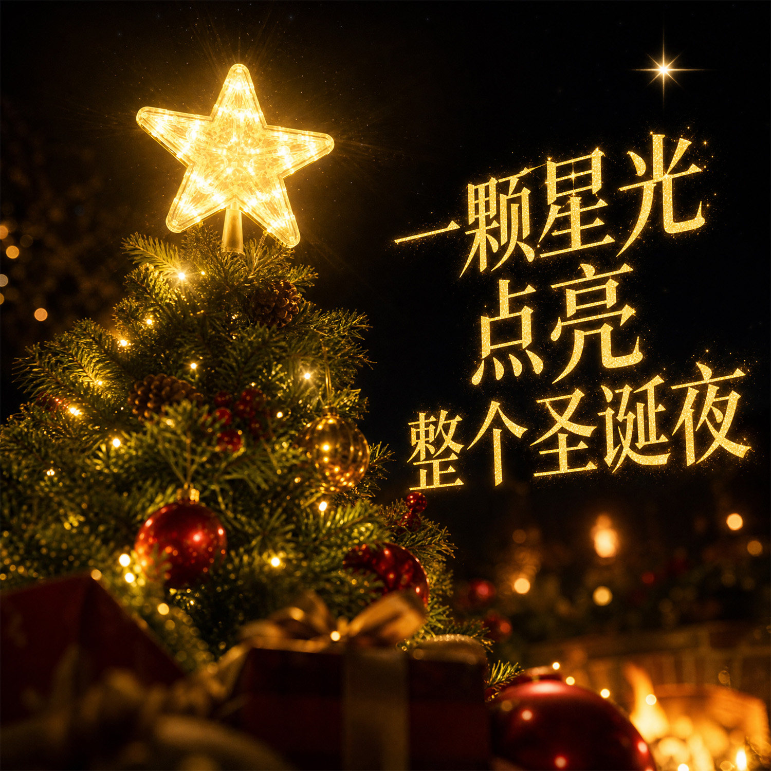 圣诞节发光树顶星星灯圣诞树装饰品挂饰节日氛围场景布置酒吧派对