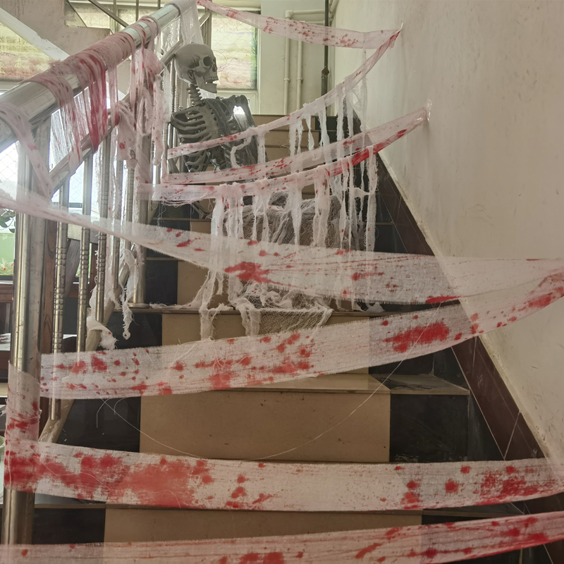 万圣节恐怖氛围场景布置道具带血绷带密室鬼屋装饰主题墙挂饰派对
