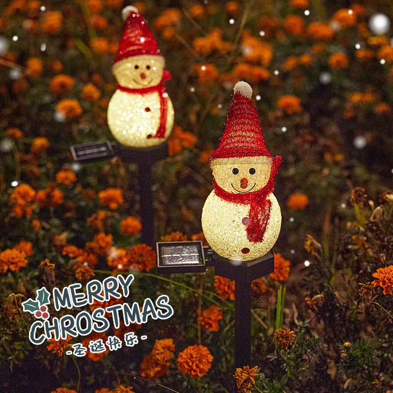 圣诞节装饰品雪人户外太阳能创意灯串摆件花园草坪地插灯场景布置