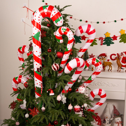 圣诞节装饰品道具充气拐杖diy