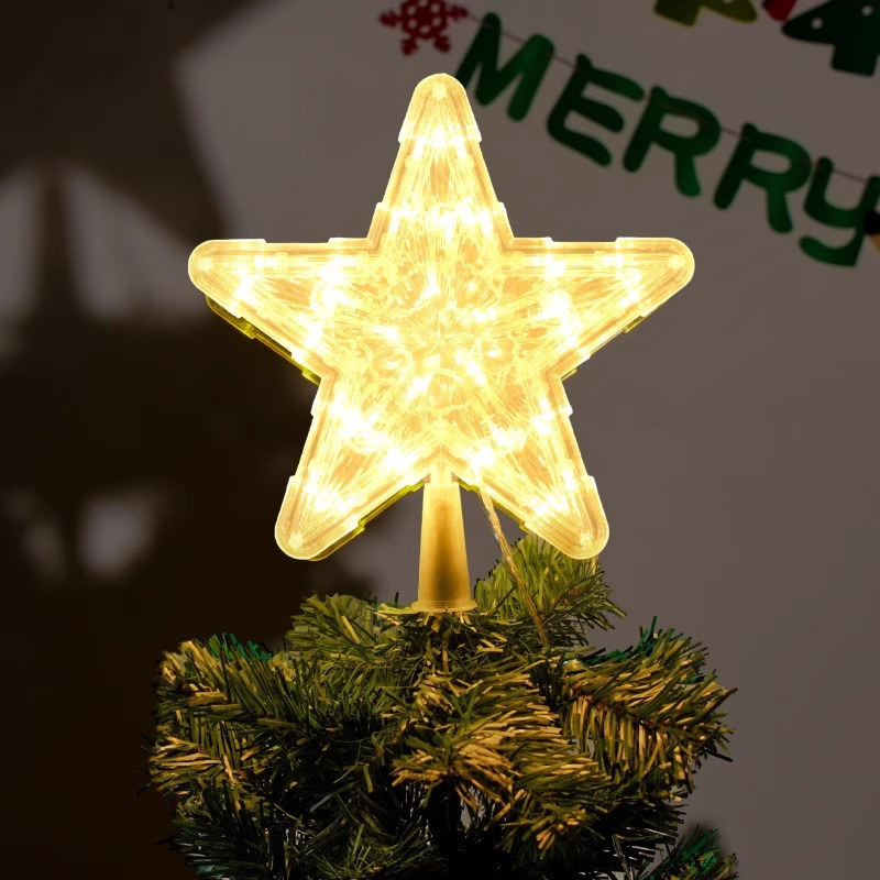 圣诞节装饰圣诞树diy发光五角星星树顶装饰挂件布置节日氛围装扮
