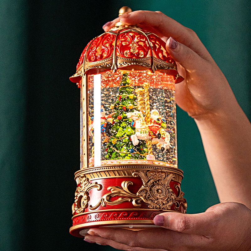 圣诞节生日礼物送男女朋友儿童伴手礼品可旋转木马圣诞老人音乐盒